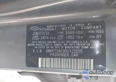 2013 Hyundai Accent Gs from USA, damaged, VIN KMHCT5AE9DU123205